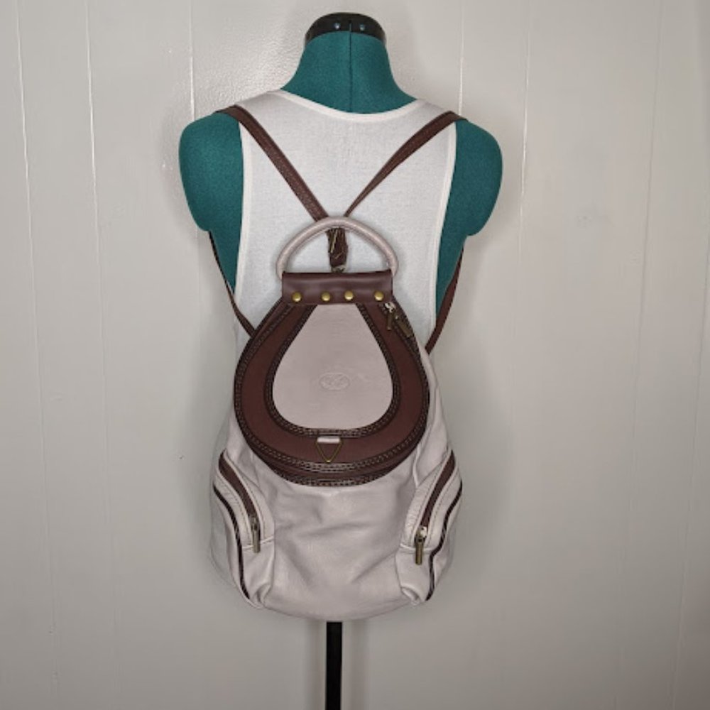 Small Convertible VA Made in Italy Gray Leather Backpack.